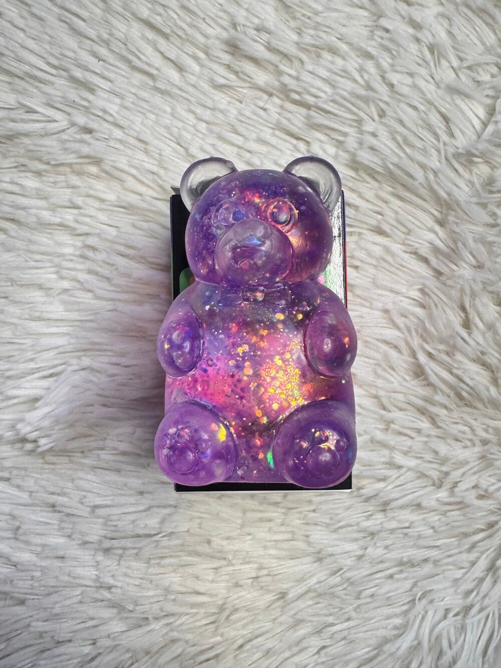 Glitter Gummy bear purple squishy low rebound stress relief
